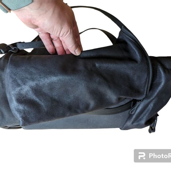 Cote et Ciel Saar black waxed canvas backpack tote main image 2
